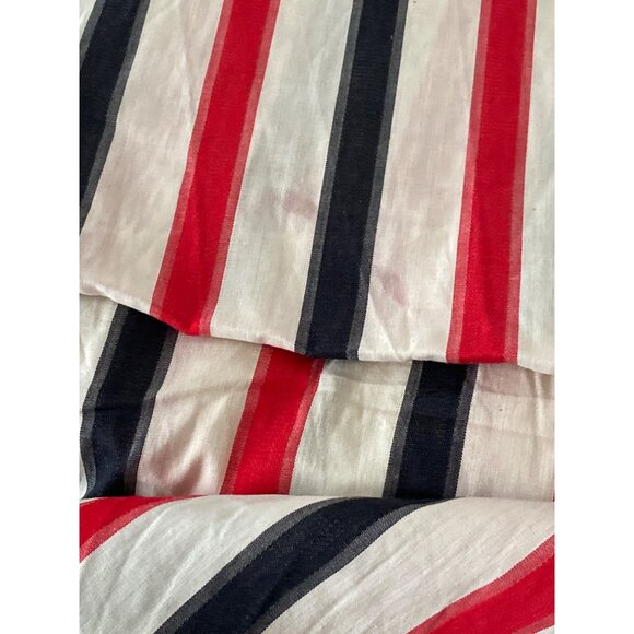 Vintage Fabric Red White Navy Stripe Quilting Sewing Cloth Cotton ~208 X 36 AS I - Picture 12 of 16